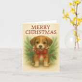 Merry Christmas Puppy Card Karte (Gelbe Blume)