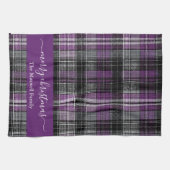 Merry Christmas purple tartan plaid script name Geschirrtuch (Horizontal)