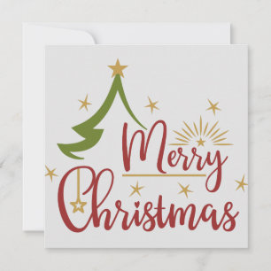 Merry Christmas Quote  Red Text Flat Card