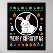 Merry Christmas Rabbit Ugly Sweater Xmas Knit Tank Poster (Vorne)