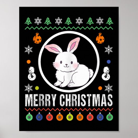Merry Christmas Rabbit Ugly Sweater Xmas Knit Tank Poster (Vorne)
