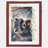 Merry Christmas Raccoon Fleecedecke (Vorderseite)