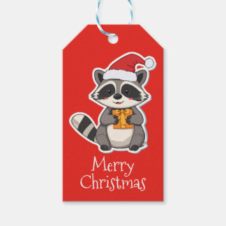 Merry Christmas Raccoon Geschenkanhänger