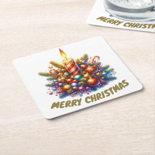 MERRY CHRISTMAS RECHTECKIGER PAPPUNTERSETZER (angewinkelt)