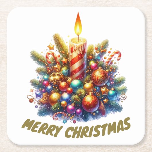 MERRY CHRISTMAS RECHTECKIGER PAPPUNTERSETZER (Vorderseite)