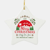 Merry Christmas Red and Green Candy Cane Custom Keramik Ornament (Vorne)