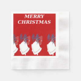 Merry Christmas Red and White Text Holiday Napkin Serviette