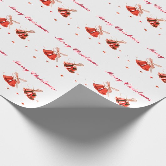 Merry Christmas Red Bells Decoration with text Geschenkpapier (Ecke)