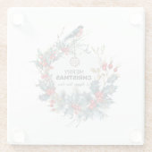 Merry Christmas-Red Berries & Bullfinch Glasuntersetzer (Rückseite)