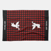 Merry Christmas Red & Black Buffalo Plaid Angel Geschirrtuch (Horizontal)