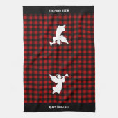 Merry Christmas Red & Black Buffalo Plaid Angel Geschirrtuch (Vertikal)