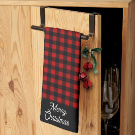Merry Christmas Red & Black Buffalo Plaid Geschirrtuch
