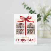 Merry Christmas Red Bow Feiertagspostkarte (Stehend Vorderseite)