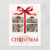Merry Christmas Red Bow Feiertagspostkarte (Vorderseite)