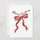 Merry Christmas Red Bow Greeting Card Einladung (Vorderseite)