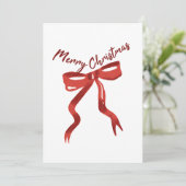 Merry Christmas Red Bow Greeting Card Einladung (Stehend Vorderseite)