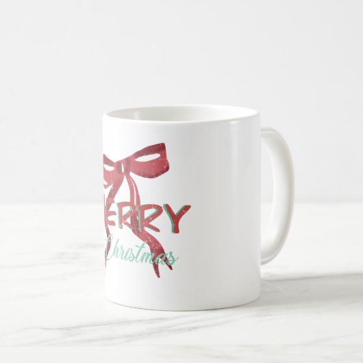 Merry Christmas Red Bow Mug Kaffeetasse (VorderseiteRechts)