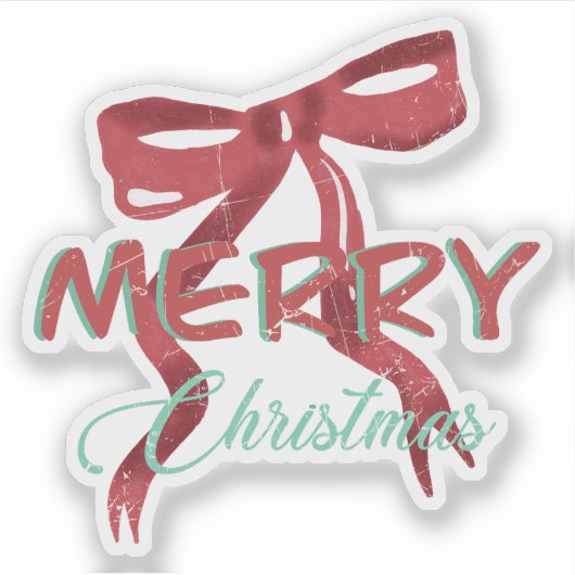 Merry Christmas Red Bow Sticker (Vorderseite)