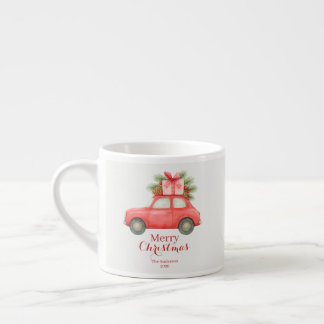 Merry Christmas Red Car – Personalized Holiday Espressotasse
