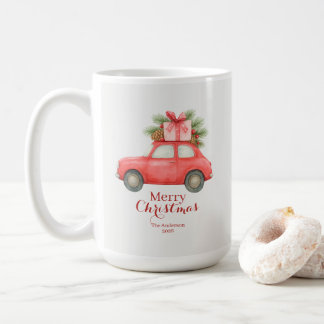 Merry Christmas Red Car – Personalized Holiday Kaffeetasse