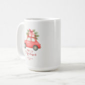 Merry Christmas Red Car – Personalized Holiday  Kaffeetasse (Vorderseite Links)