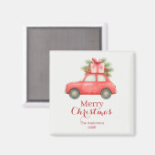 Merry Christmas Red Car – Personalized Holiday  Magnet (Vorderseite/Rückseite)
