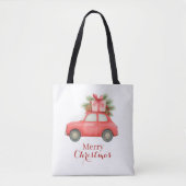 Merry Christmas Red Car – Personalized Holiday  Tasche (Vorderseite)