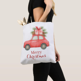 Merry Christmas Red Car – Personalized Holiday  Tasche