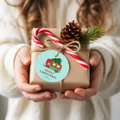 Merry Christmas Red Caravan Christmas Tree Custom Geschenkanhänger