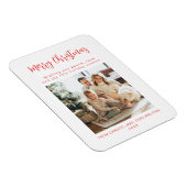 Merry Christmas Red Family Photo Holiday Card Magnet (Rechte Seite)