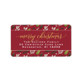 Merry Christmas Red Gold Elegante Script-Adresse Adressaufkleber (Vorne)