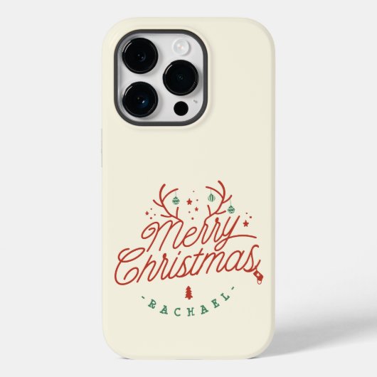 Merry Christmas Red Green Personalized Reindeer Case-Mate iPhone Hülle (Rückseite)