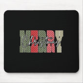 Merry Christmas Red Green Plaid Checkered Xmas Gir Mousepad (Vorne)