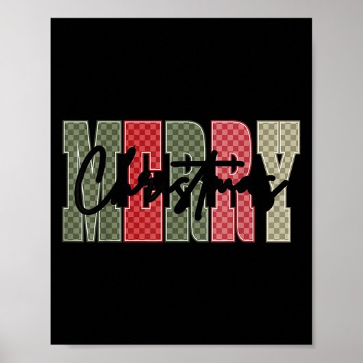Merry Christmas Red Green Plaid Checkered Xmas Gir Poster (Vorne)