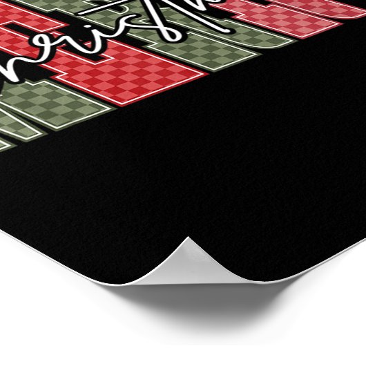 Merry Christmas Red Green Plaid Checkered Xmas Gir Poster (Ecke)