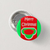 MERRY CHRISTMAS RED GREEN TEXTED BUTTON (Vorne & Hinten)