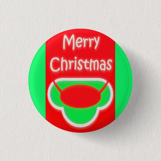 MERRY CHRISTMAS RED GREEN TEXTED BUTTON (Vorderseite)