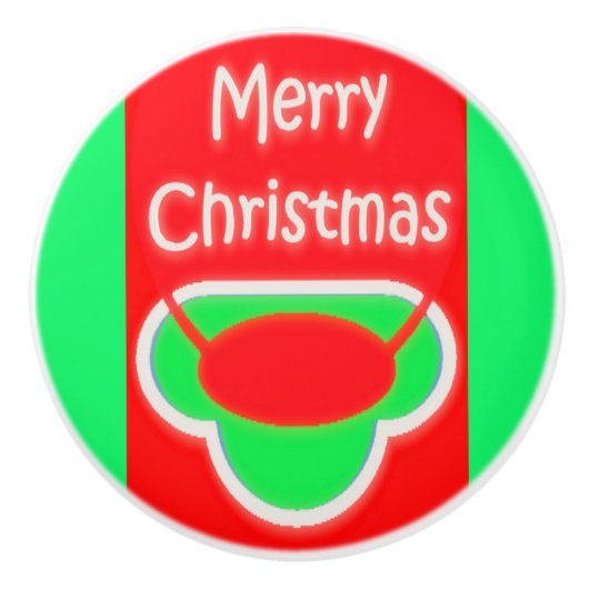 MERRY CHRISTMAS RED GREEN TEXTED KERAMIK PULL KERAMIKKNAUF (Vorderseite)
