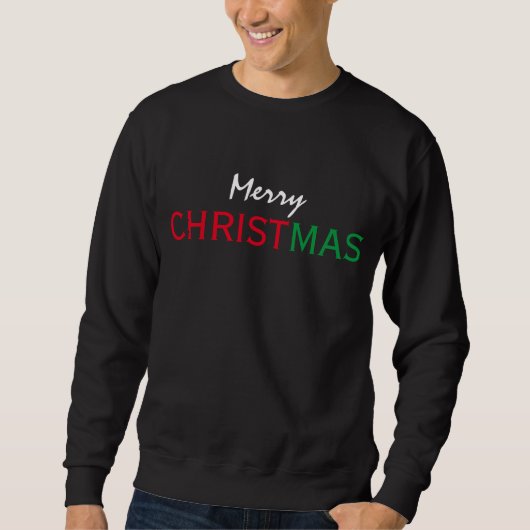 MERRY CHRISTMAS RED GREEN WHITE TYPOGRAPHY SWEATSHIRT (Vorderseite)