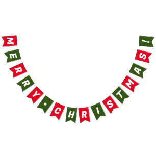 MERRY CHRISTMAS RED GREEN WIMPELKETTE