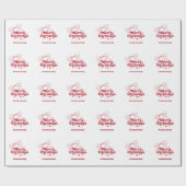 Merry Christmas red hand-drawn bow retro Geschenkpapier (Flach)