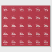 Merry Christmas red hand-drawn bow retro Geschenkpapier (Flach)