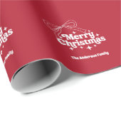 Merry Christmas red hand-drawn bow retro Geschenkpapier (Rolleneckpunkt)
