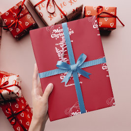 Merry Christmas red hand-drawn bow retro Geschenkpapier