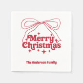 Merry Christmas red hand-drawn bow retro Serviette (Vorderseite)