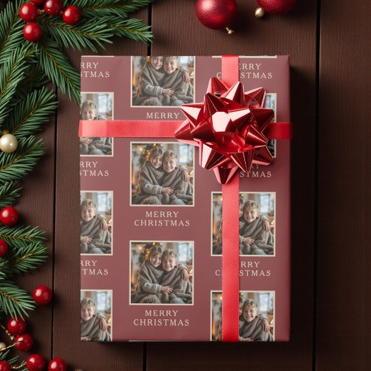 Merry Christmas Red Photo Holiday Geschenkpapier