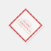 Merry Christmas Red Plaid Holiday Serviette (Ecke)