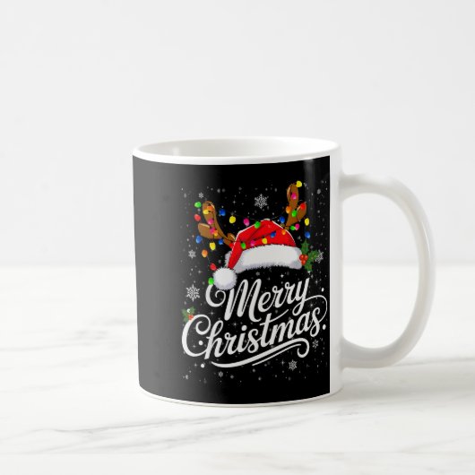 Merry Christmas Red Santa Hat Reindeer Family Xmas Kaffeetasse (Rechts)