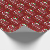 Merry Christmas Red Santa Hat Reindeer Xmas Family Geschenkpapier (Ecke)