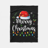 Merry Christmas Red Santa Hat Reindeer Xmas Matchi Fleecedecke (Vorderseite)